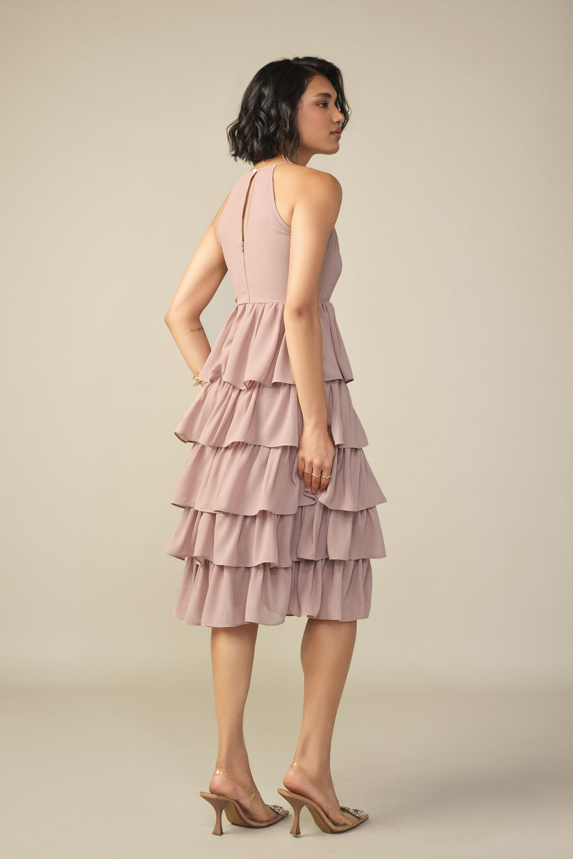 Tiered Dress in Dusty Rose, Blush, image 7